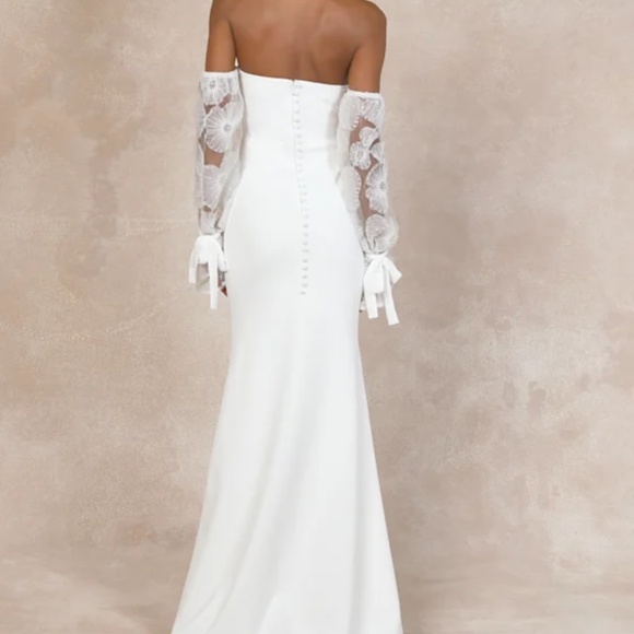 Lulus Everlasting Desire White Mesh Pearl Off-the-shoulder Maxi Dress - Size XS - Picture 2 of 5